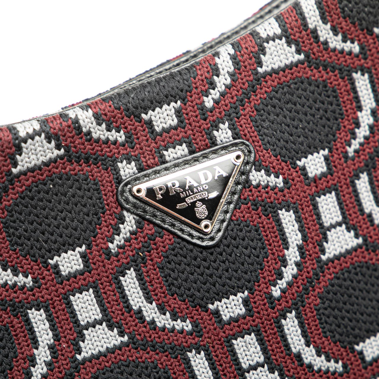 Prada Jacquard Knit Cleo Shoulder Bag Zwart