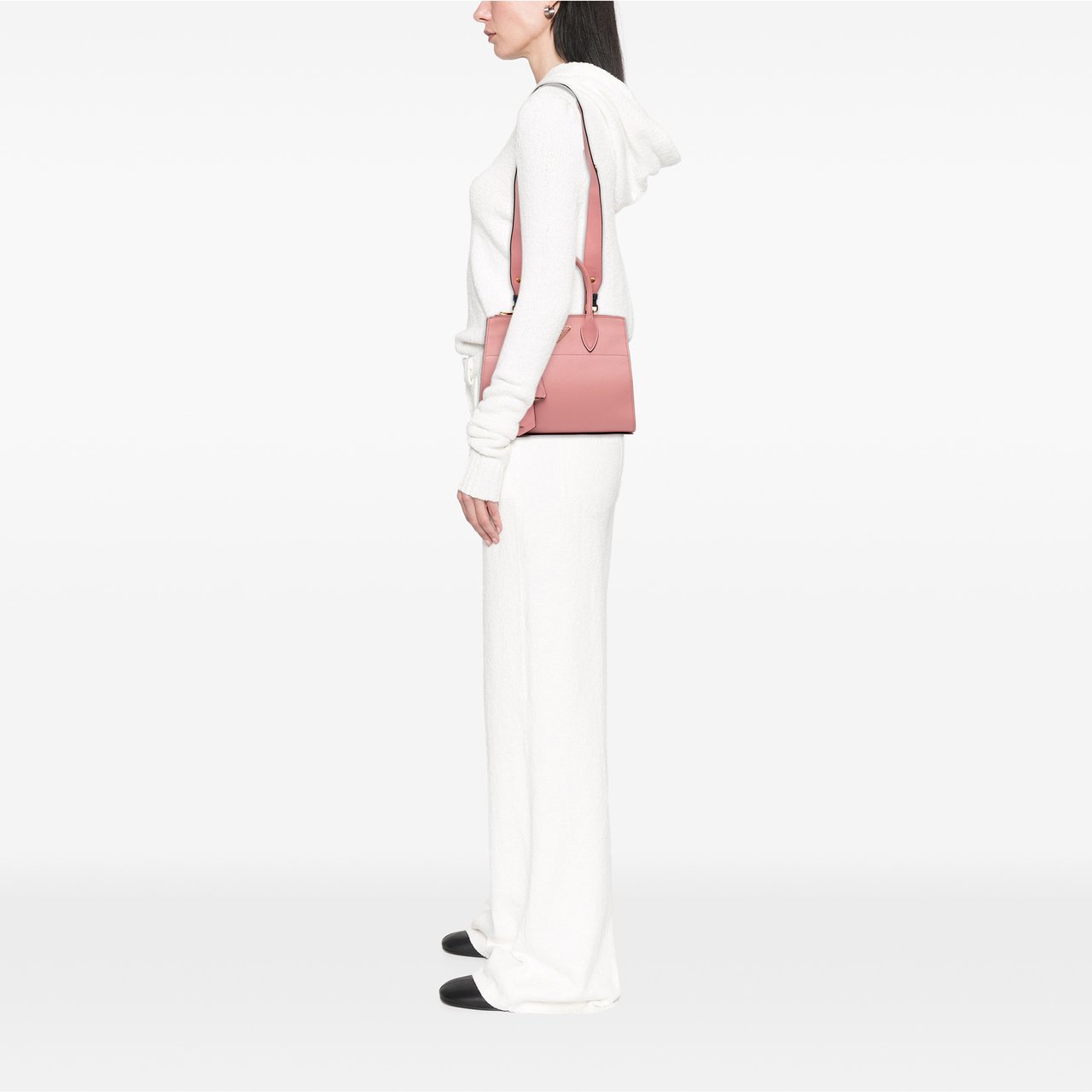 Prada City Calf Trimmed Saffiano Greche Paradigme Bag Roze