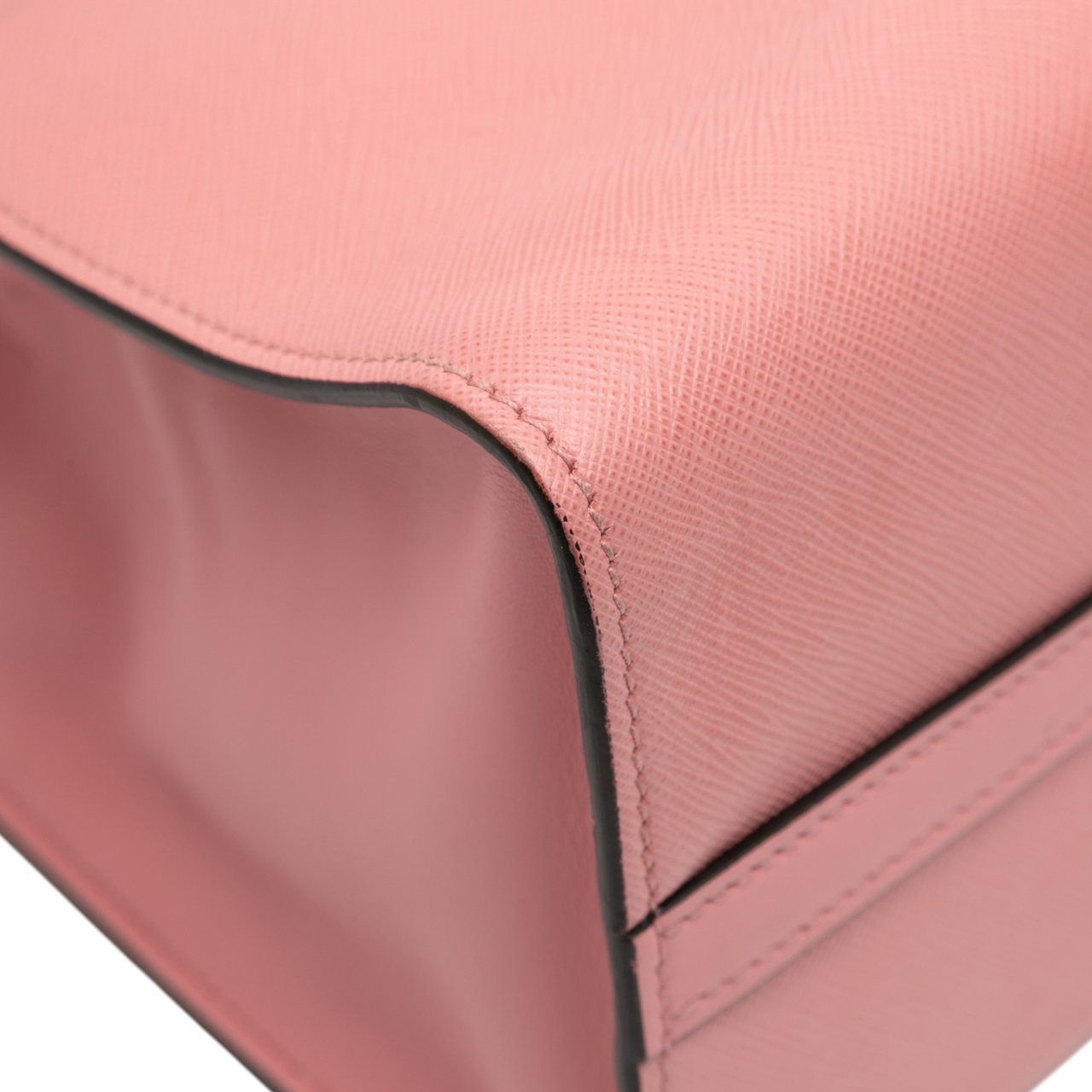 Prada City Calf Trimmed Saffiano Greche Paradigme Bag Roze