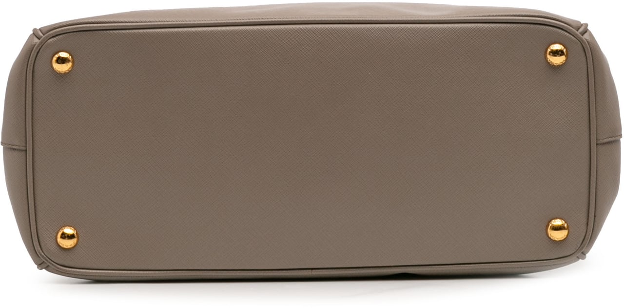 Prada Medium Saffiano Lux Galleria Double Zip Satchel Grijs