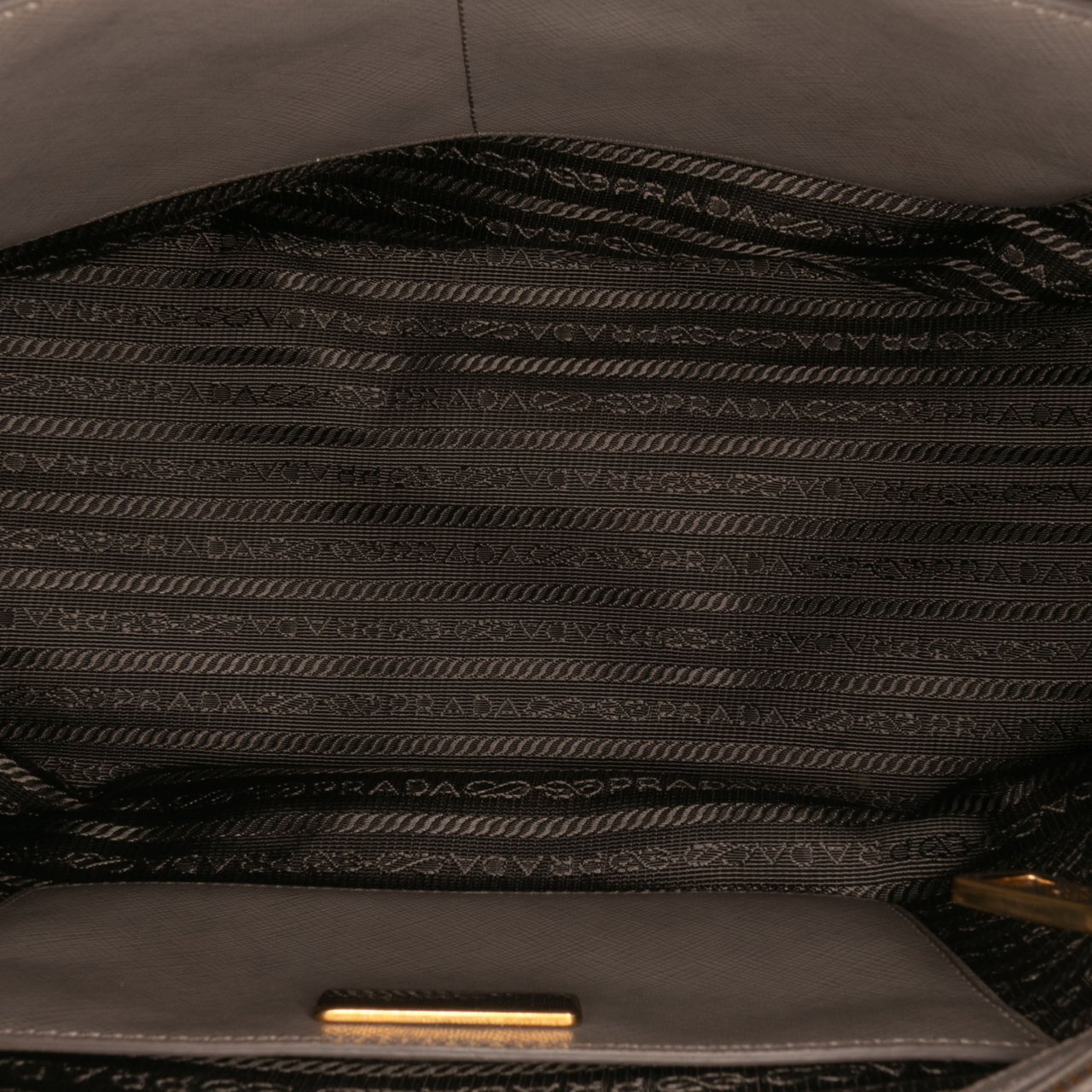 Prada Medium Saffiano Lux Galleria Double Zip Satchel Grijs