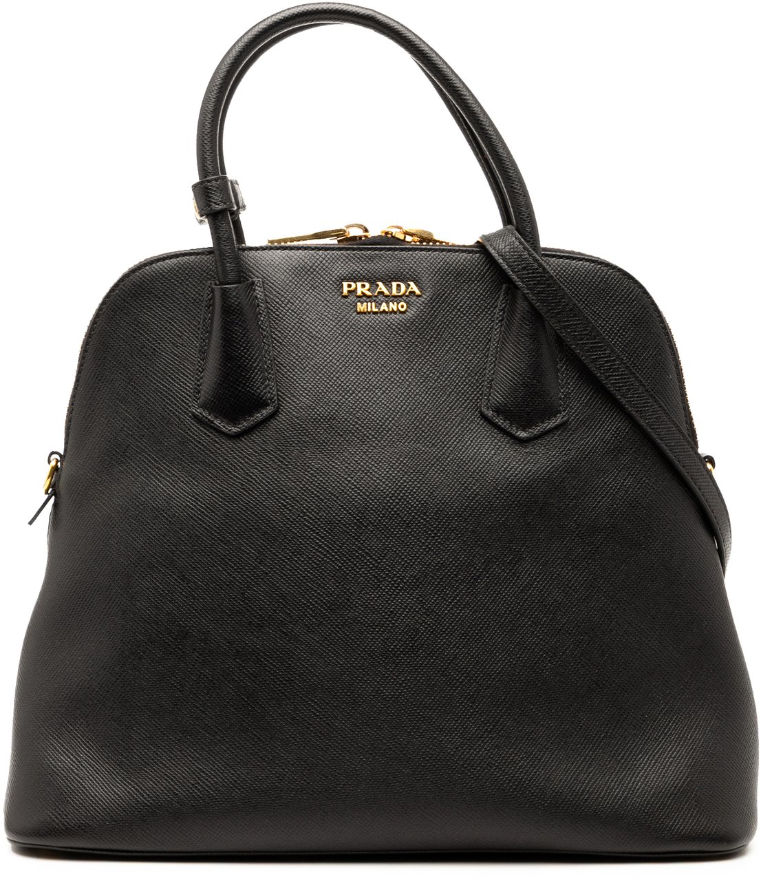 Prada Medium Saffiano Cuir Dome Satchel Zwart