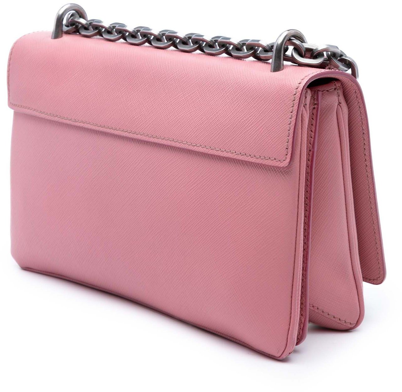Prada Saffiano Lux Lock Chain Flap Roze