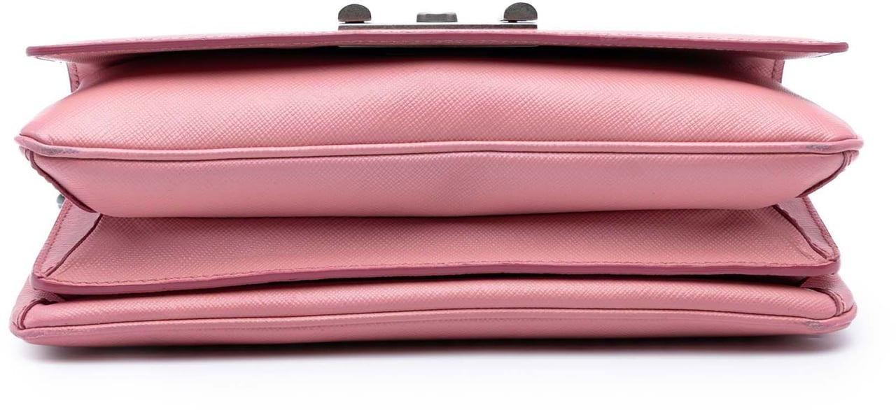 Prada Saffiano Lux Lock Chain Flap Roze