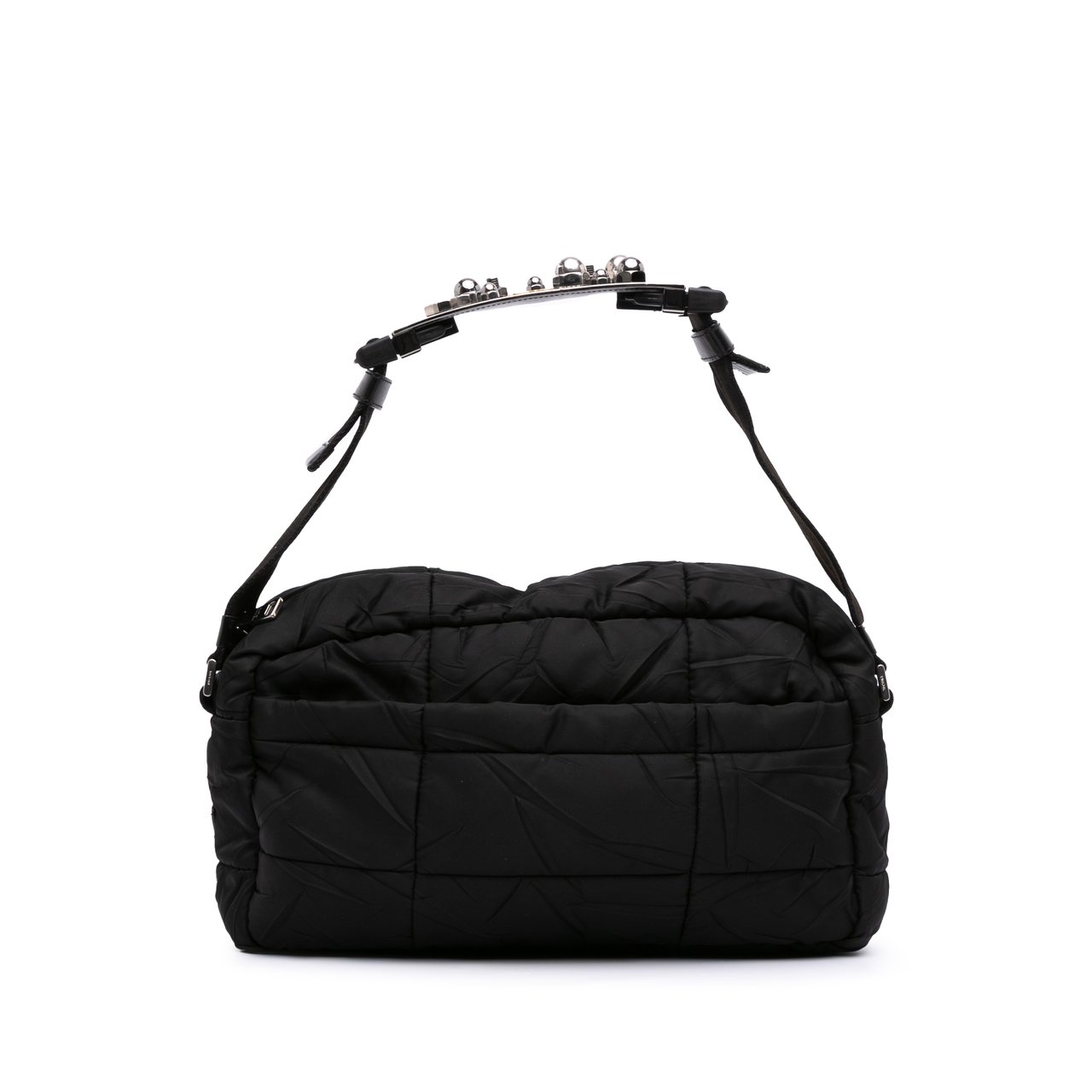 Prada Quilted Tessuto Messenger Bag Zwart