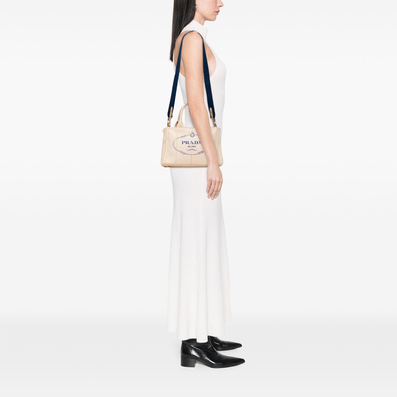 Prada Small Canvas Canapa Logo Satchel Bruin