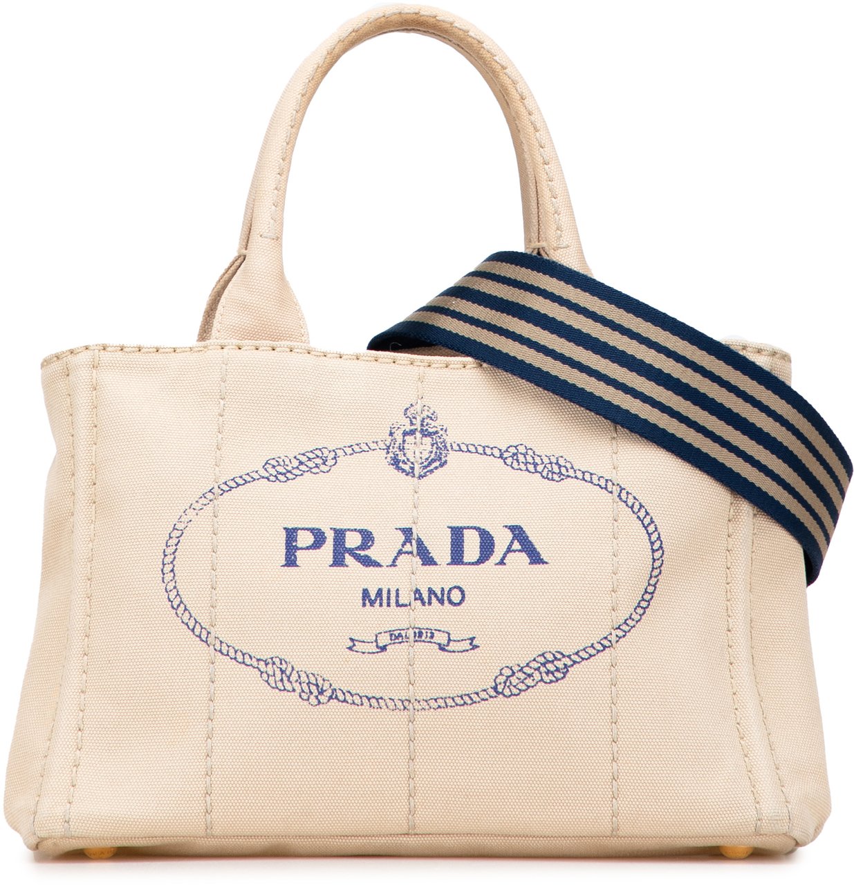 Prada Small Canvas Canapa Logo Satchel Bruin