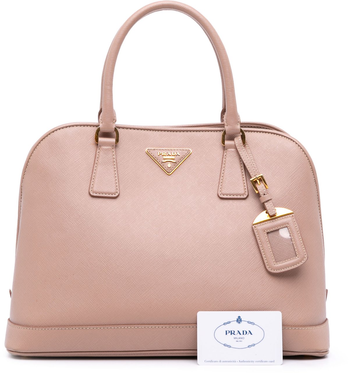 Prada Medium Saffiano Lux Open Promenade Satchel Bruin