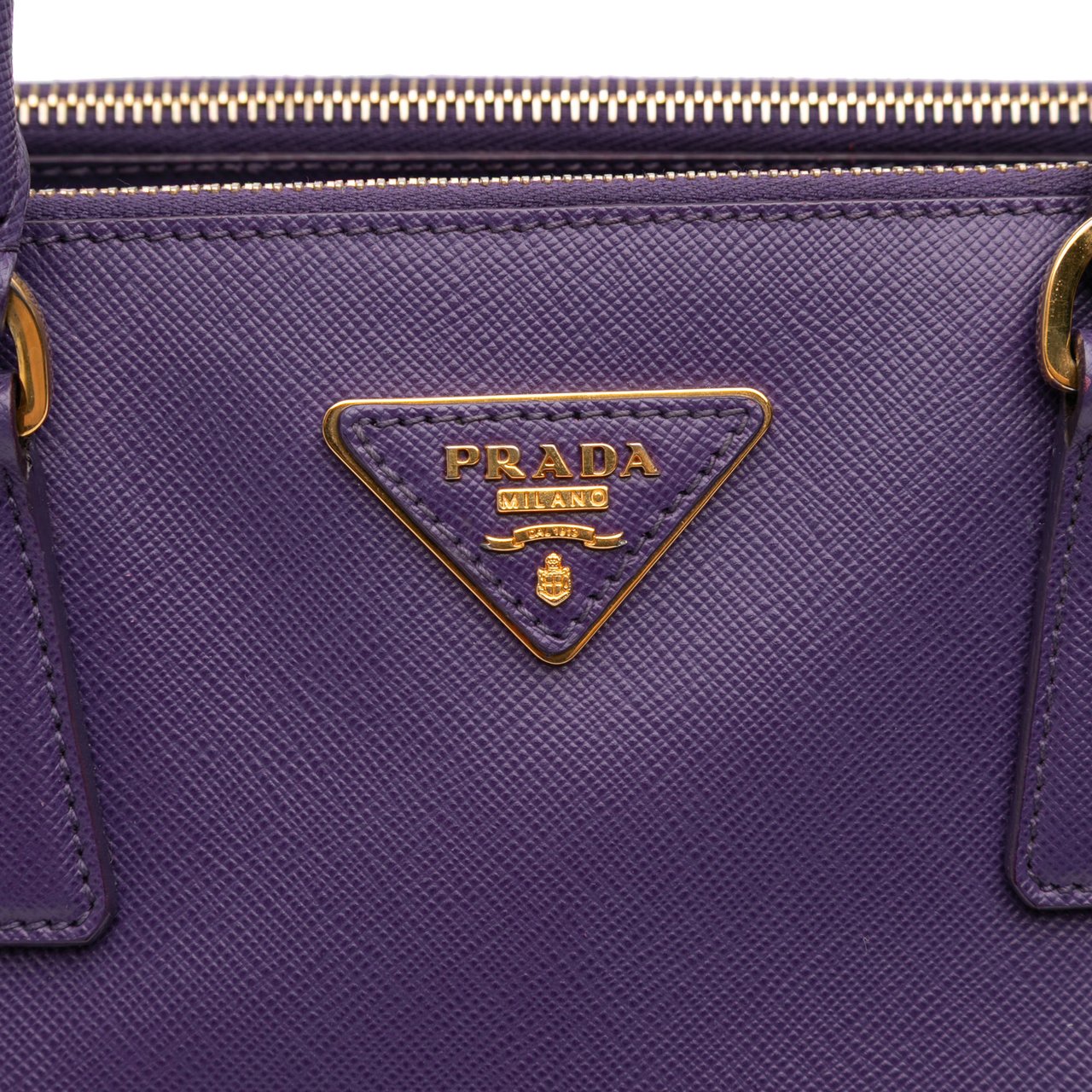 Prada Large Saffiano Lux Galleria Double Zip Satchel Paars
