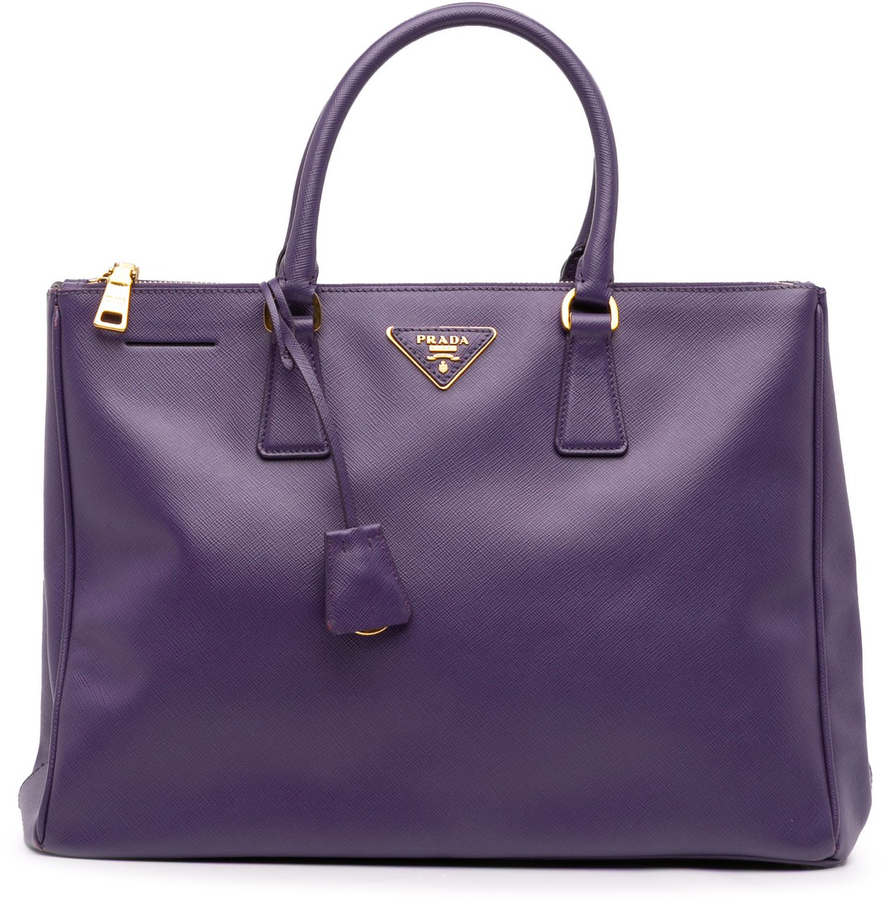 Prada Large Saffiano Lux Galleria Double Zip Satchel Paars