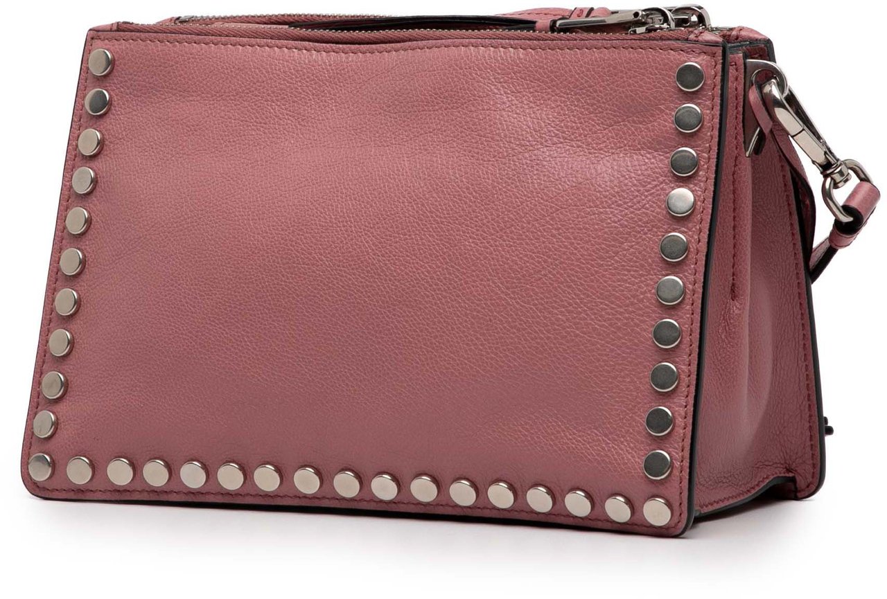 Prada Glace Calf Studded Etiquette Crossbody Roze