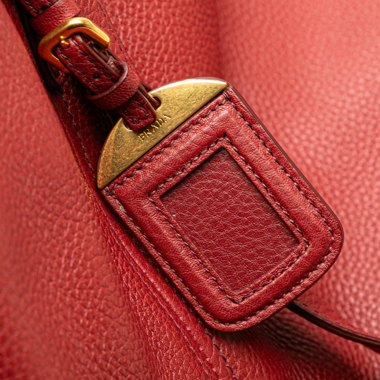 Prada VItello Daino Double Pocket Tote Rood