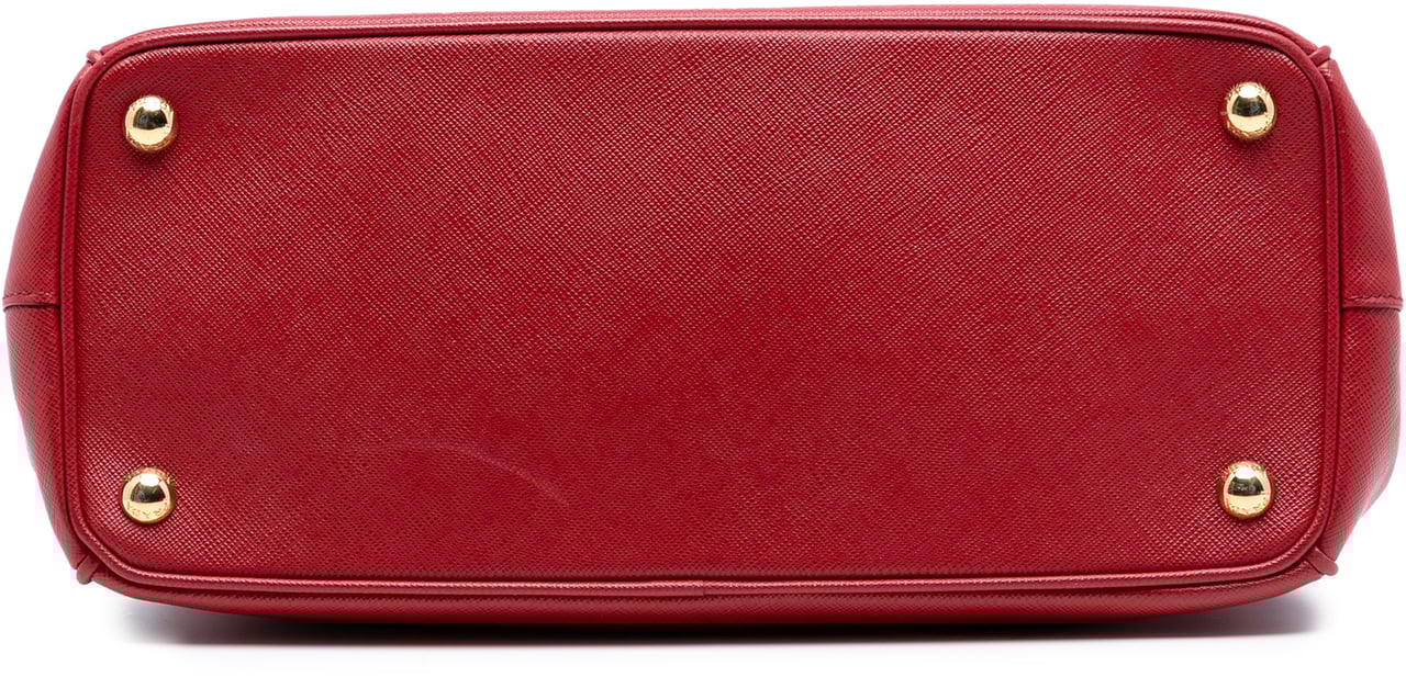 Prada Small Saffiano Lux Galleria Double Zip Satchel Rood