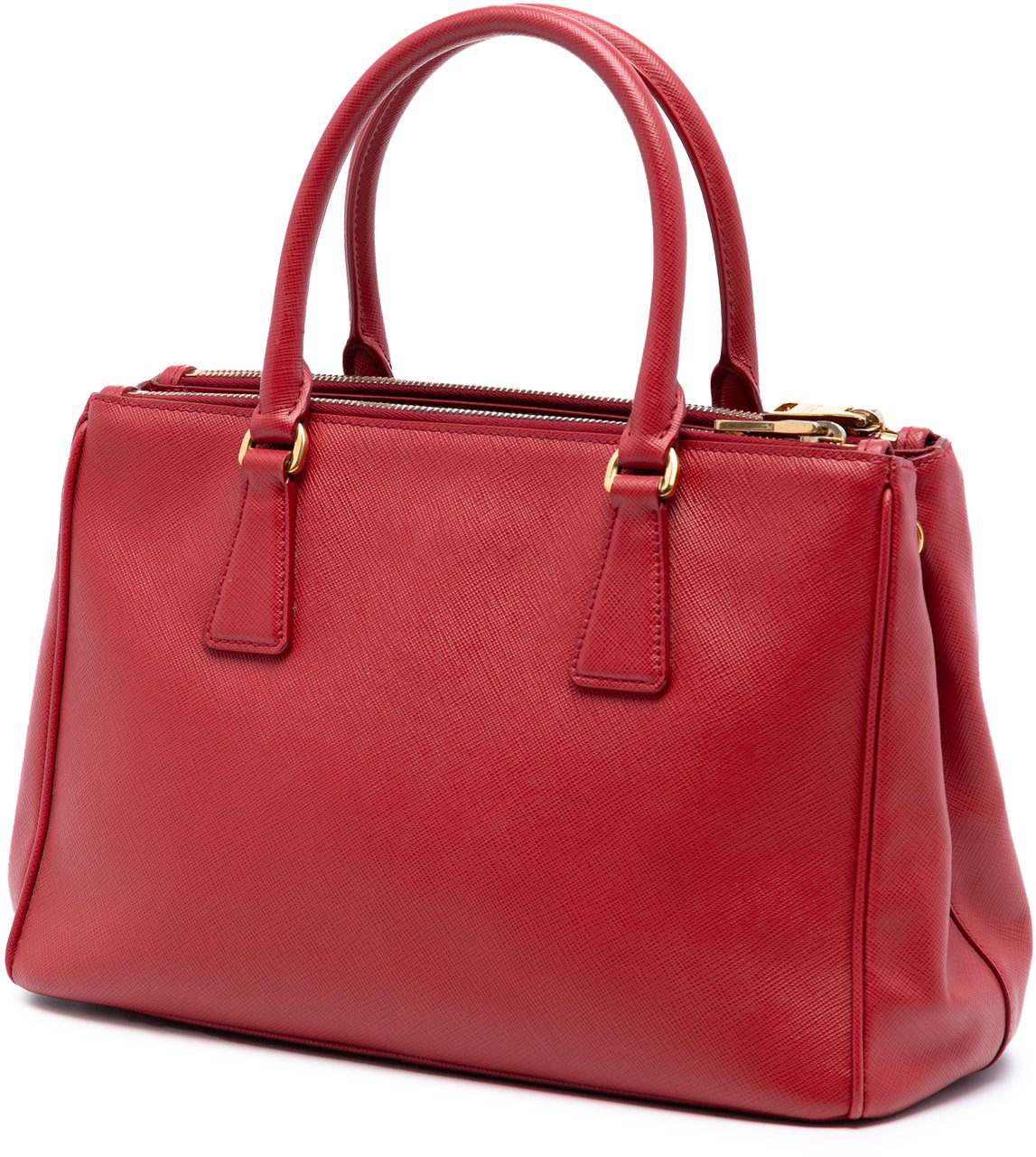 Prada Small Saffiano Lux Galleria Double Zip Satchel Rood