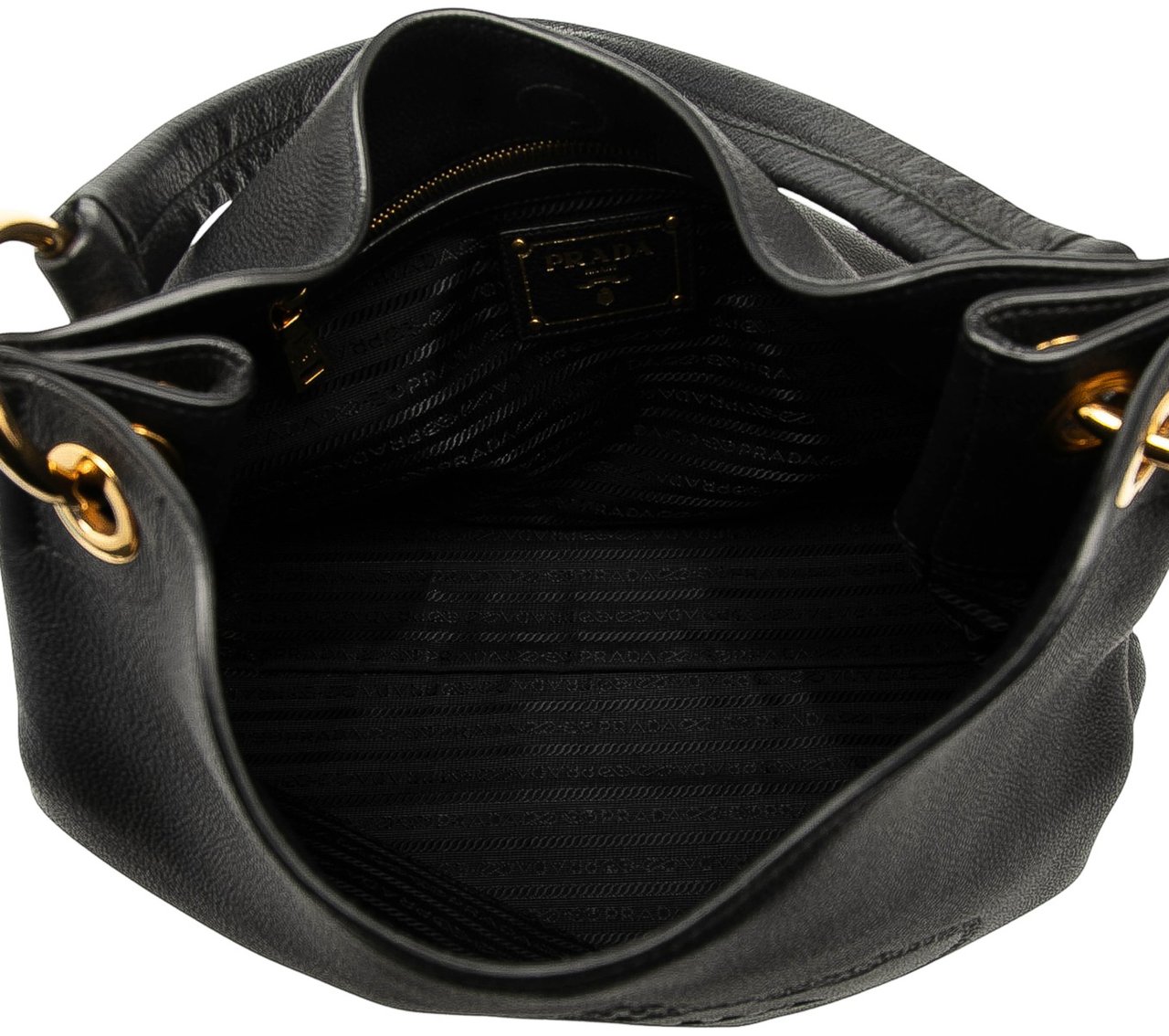 Prada Vitello Phenix Logo Tote Zwart