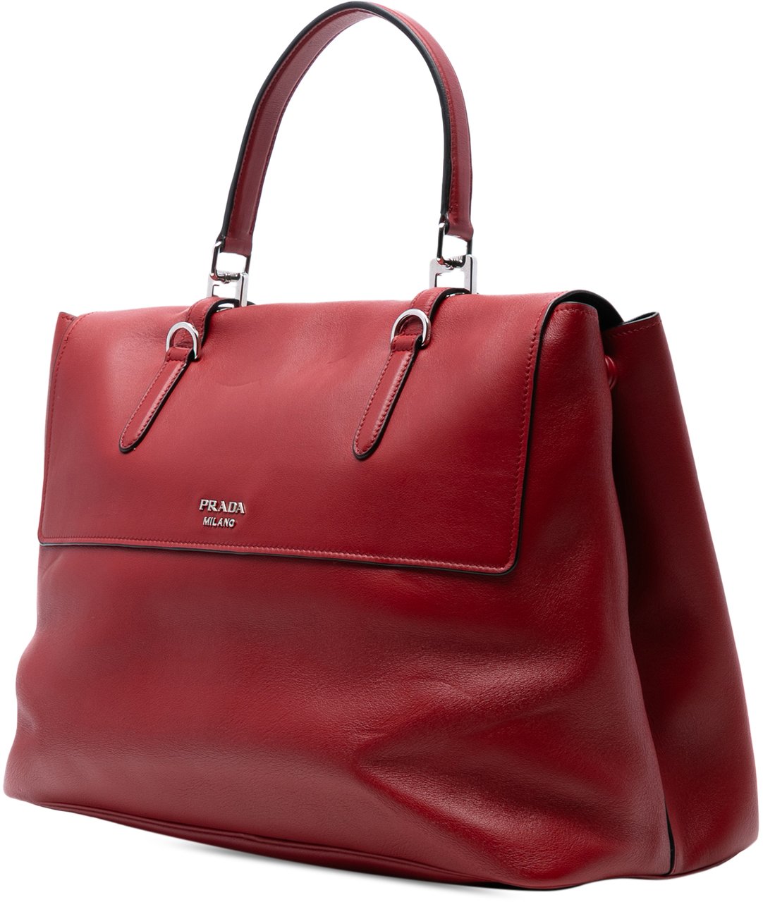 Prada Soft Calf Double Turnlock Satchel Rood