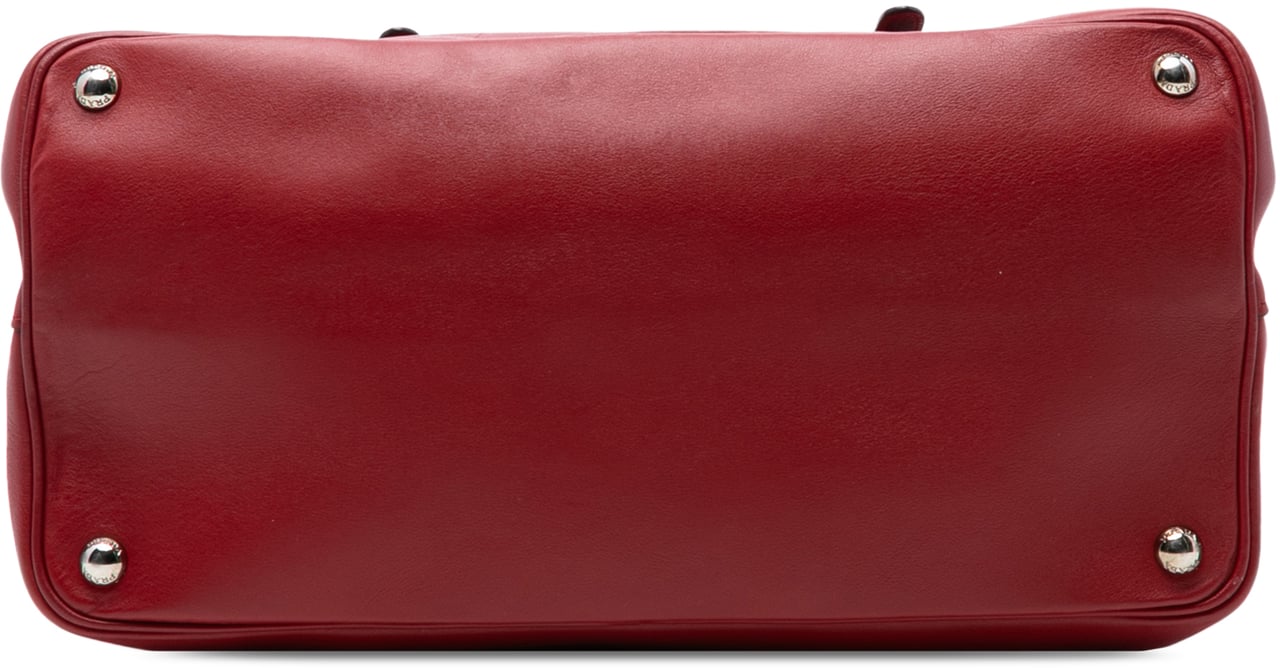Prada Soft Calf Double Turnlock Satchel Rood