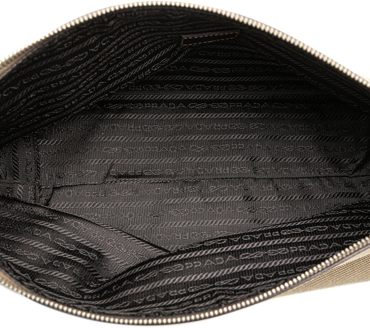 Prada Canvas Canapa Logo Pouch Bruin