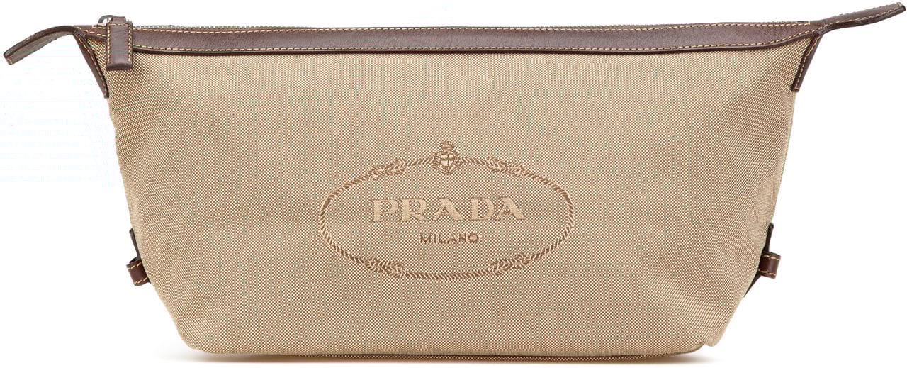 Prada Canvas Canapa Logo Pouch Bruin
