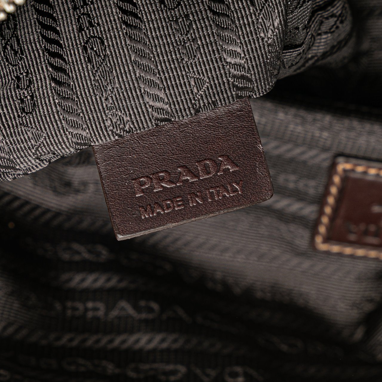 Prada Canvas Canapa Logo Pouch Bruin