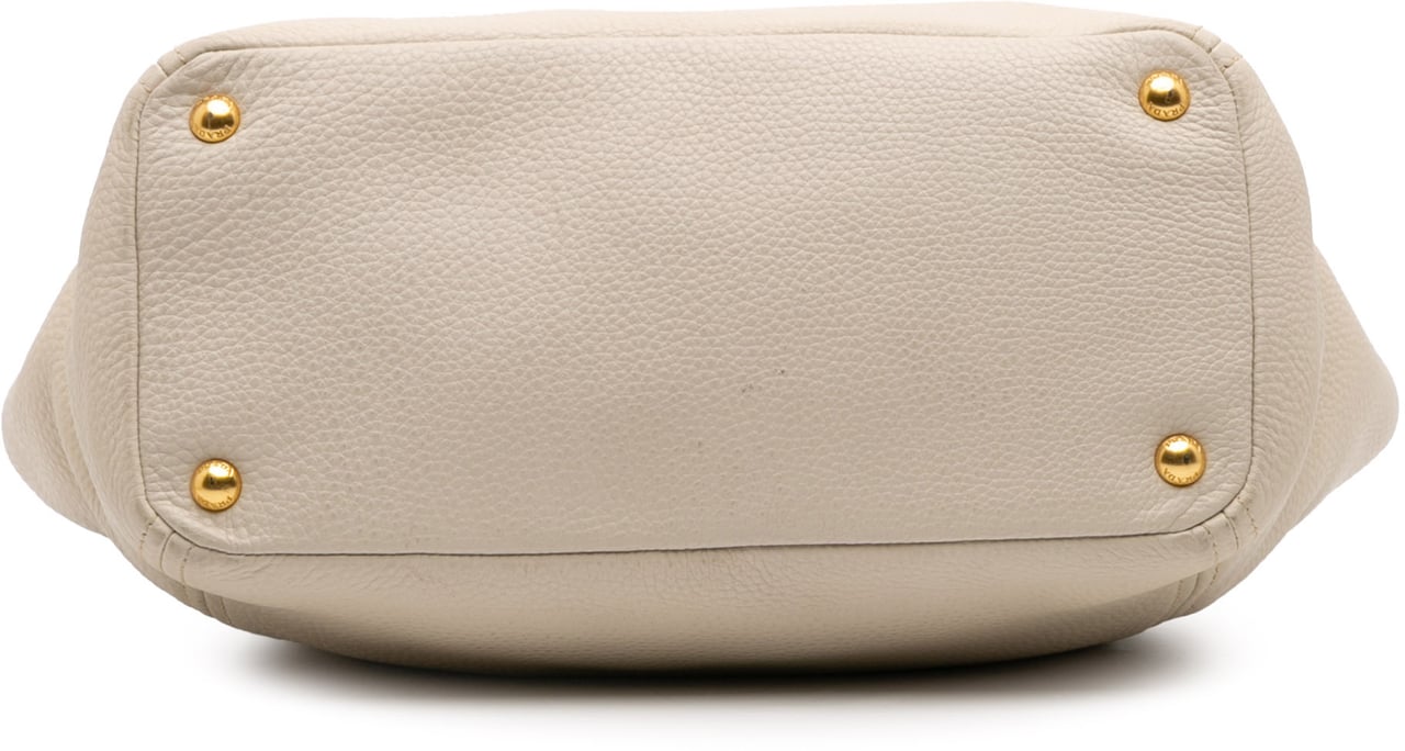 Prada Vitello Daino Side Pocket Convertible Tote Bruin