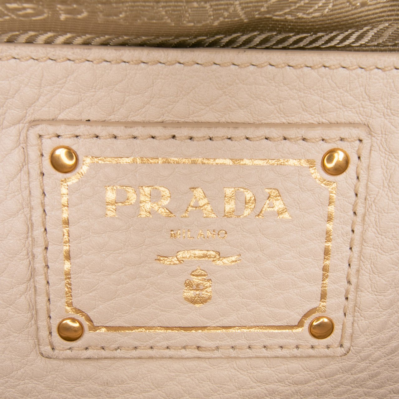 Prada Vitello Daino Side Pocket Convertible Tote Bruin