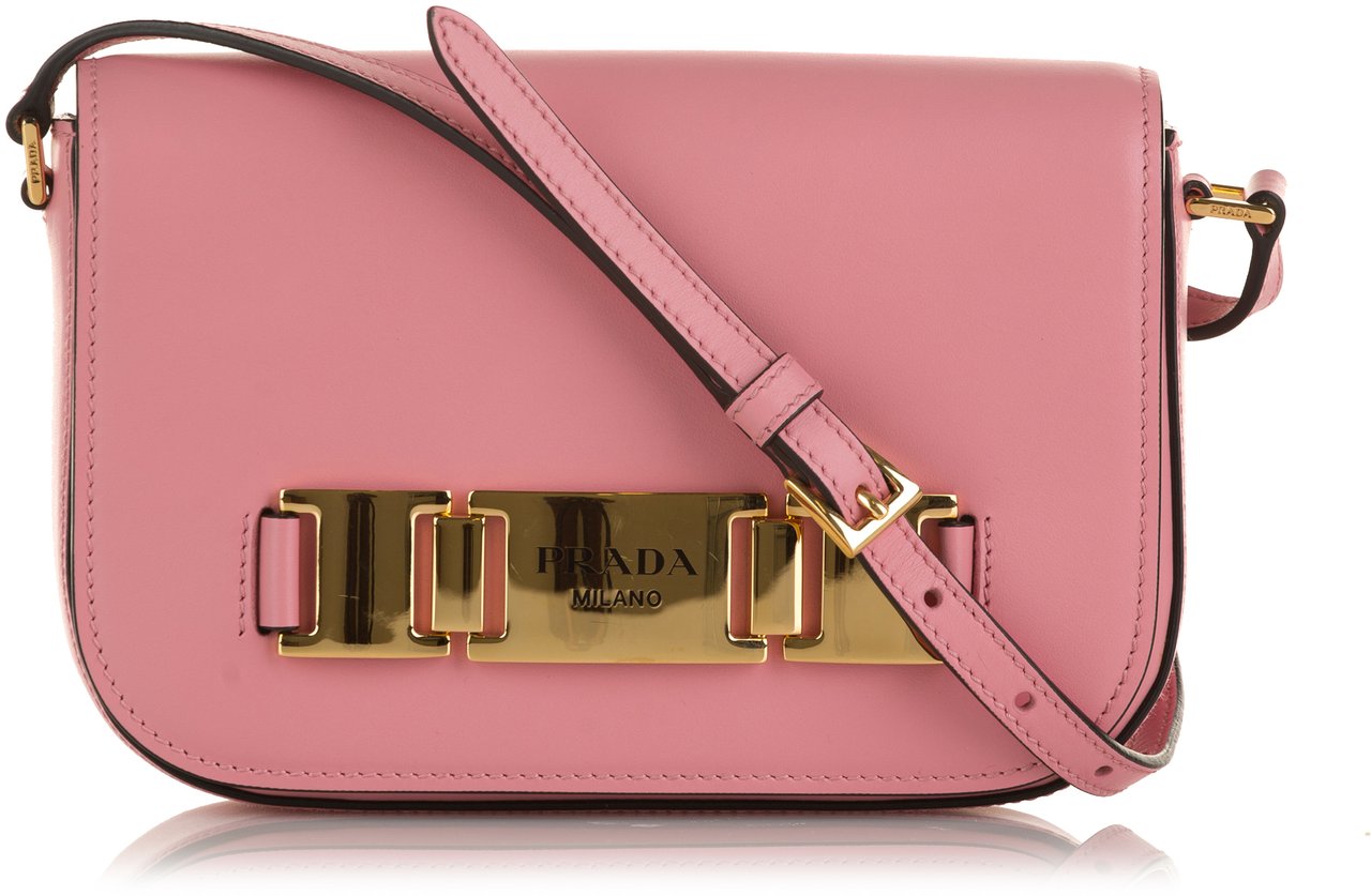 Prada Glace Calf Etiquette Crossbody Roze