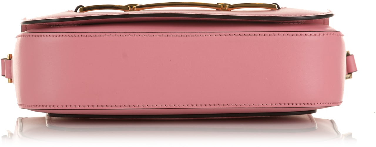 Prada Glace Calf Studded Etiquette Crossbody Roze