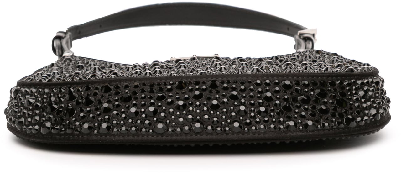 Prada Crystal Embellished Satin Cleo Shoulder Bag Zwart