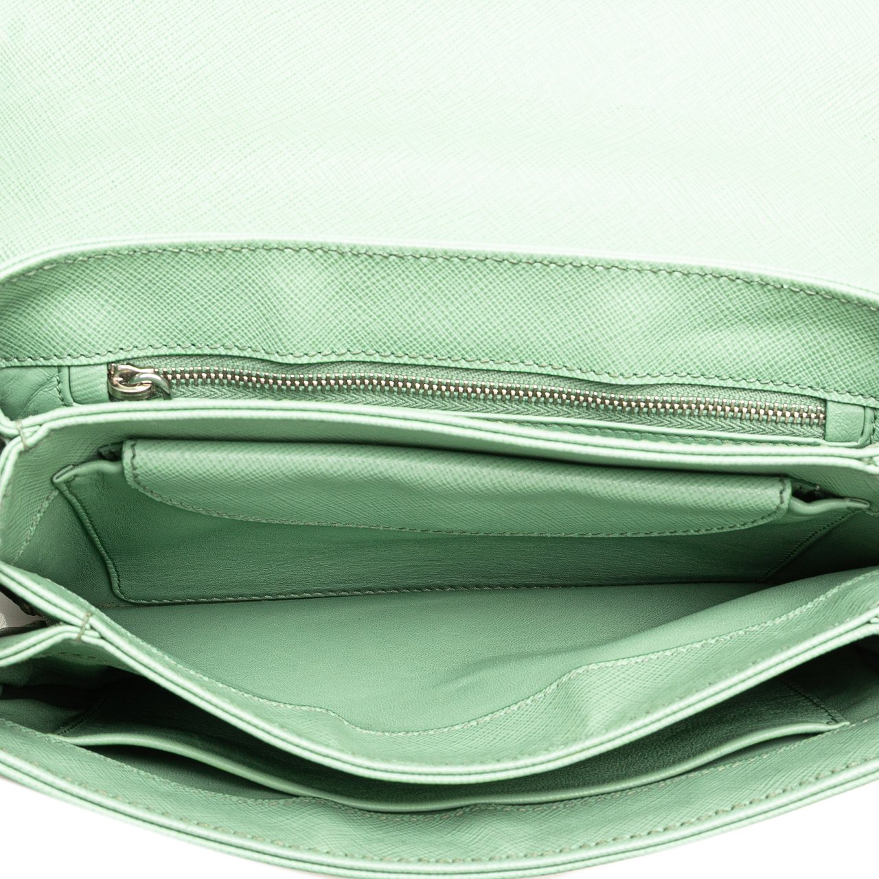 Prada Saffiano Lux Chain Lock Flap Groen