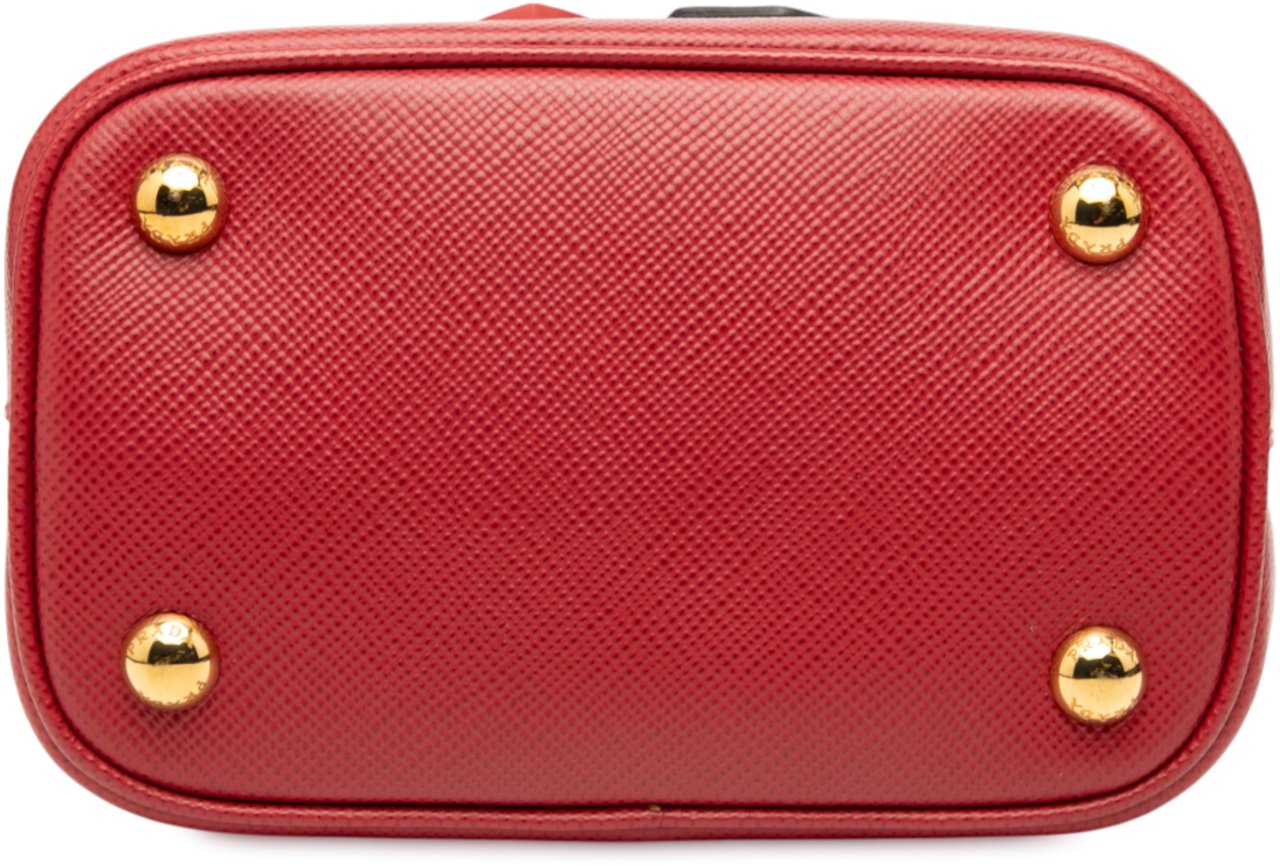 Prada Small Embellished Saffiano Cuir Panier Satchel Rood