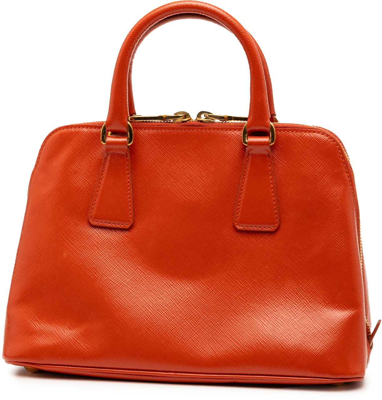 Prada Small Saffiano Vernice Promenade Satchel Oranje