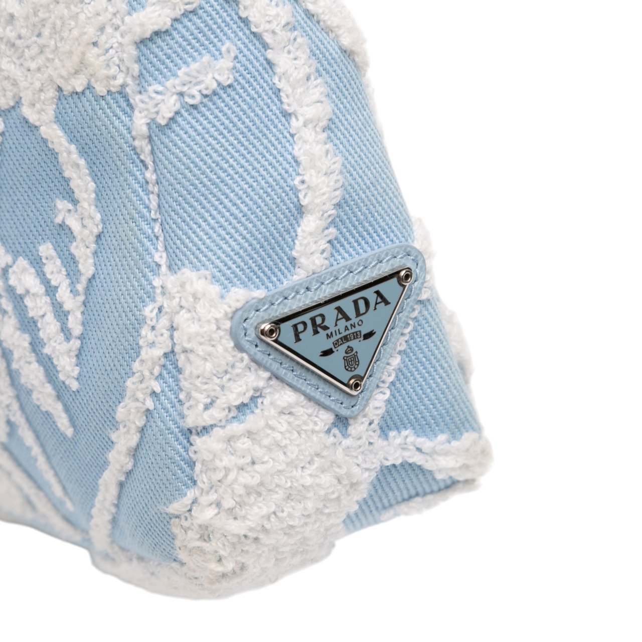 Prada Mini Embroidered Drill Re Edition 2000 Shoulder Bag Blauw