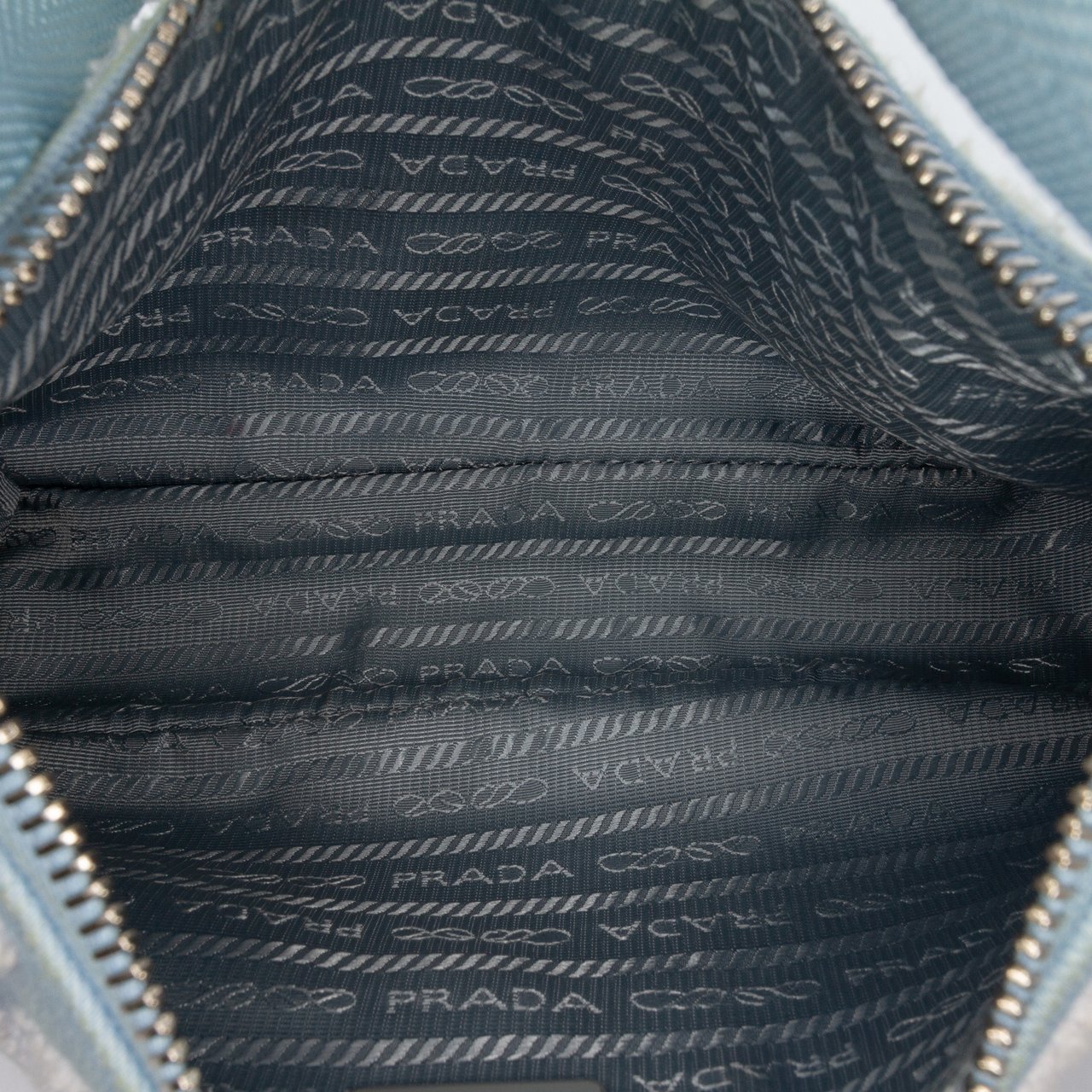 Prada Mini Embroidered Drill Re Edition 2000 Shoulder Bag Blauw