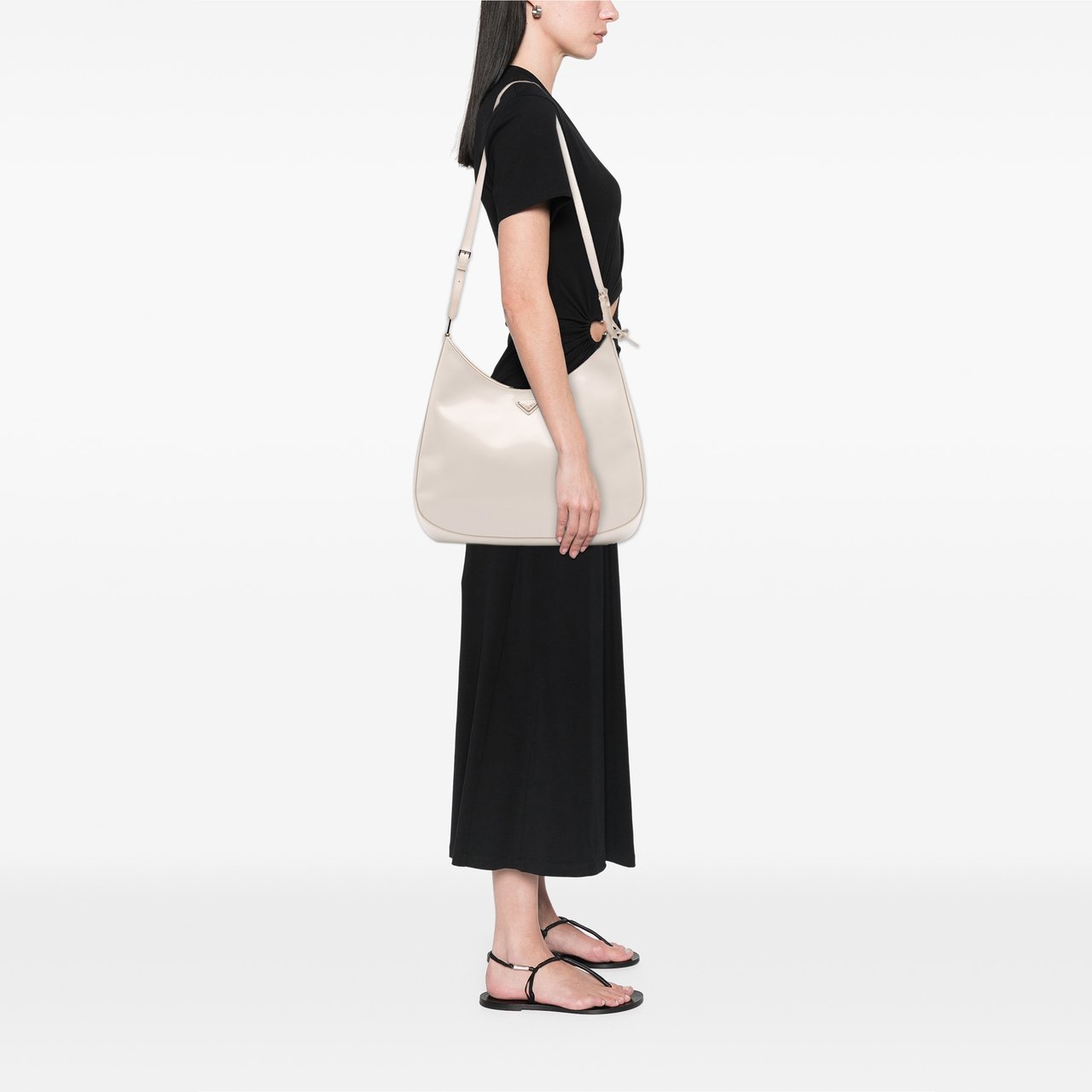 Prada Maxi Spazzolato Cleo Crossbody Wit