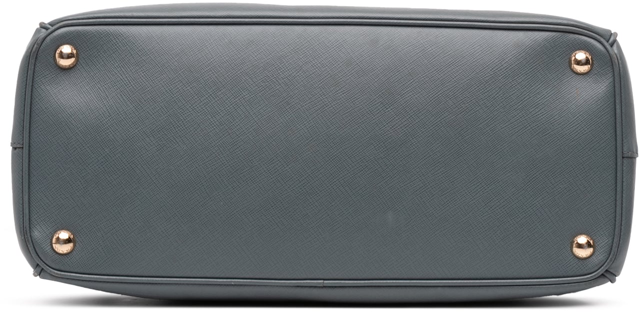 Prada Medium Saffiano Lux Galleria Double Zip Satchel Grijs