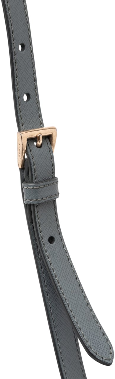 Prada Medium Saffiano Lux Galleria Double Zip Satchel Grijs
