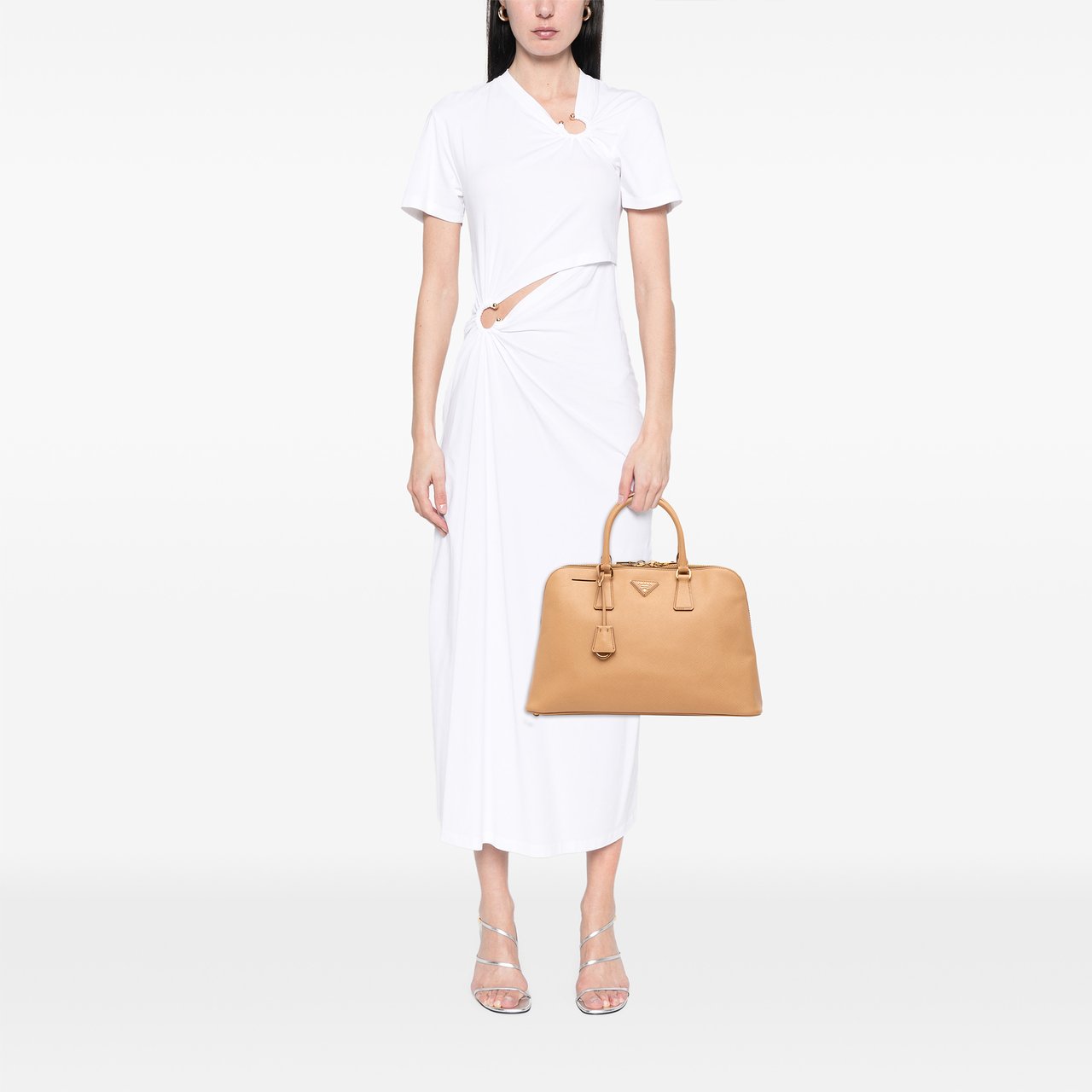 Prada Large Saffiano Lux Promenade Satchel Bruin