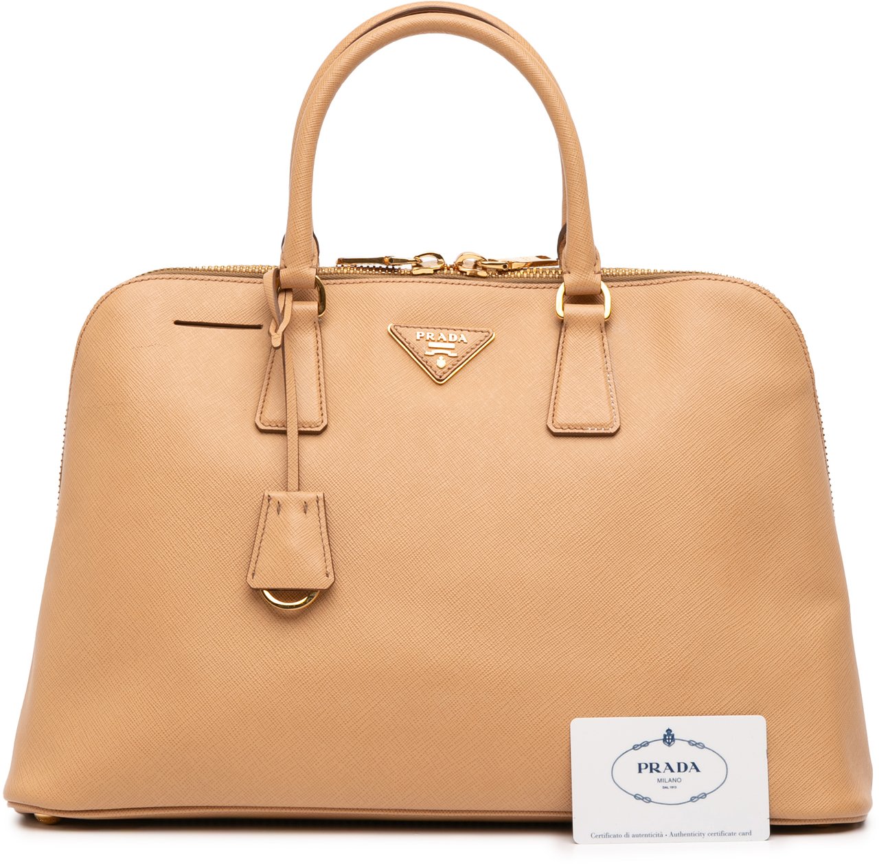 Prada Large Saffiano Lux Promenade Satchel Bruin