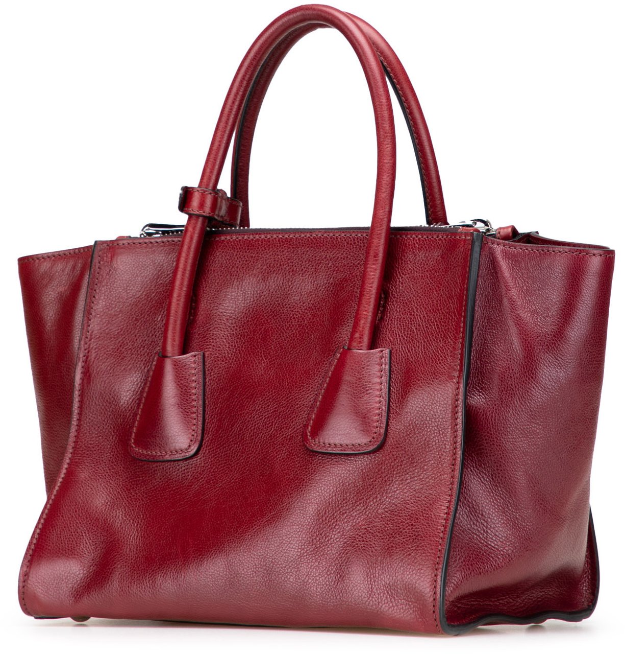 Prada Glace Calf Twin Pocket Satchel Rood