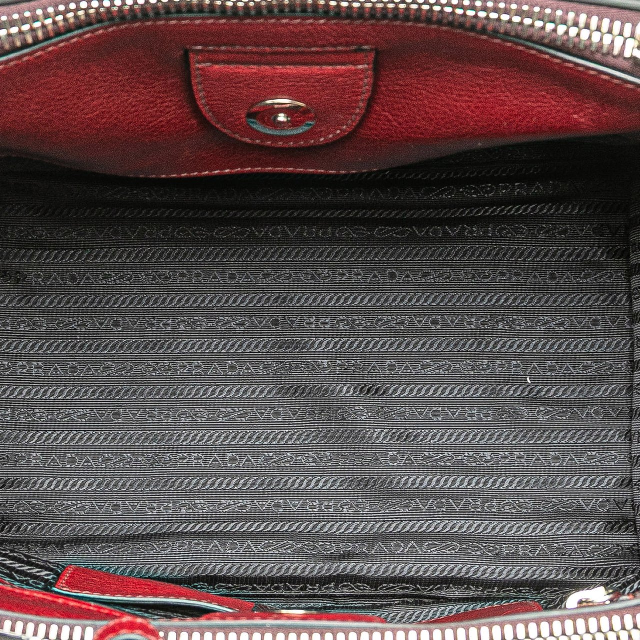 Prada Glace Calf Twin Pocket Satchel Rood