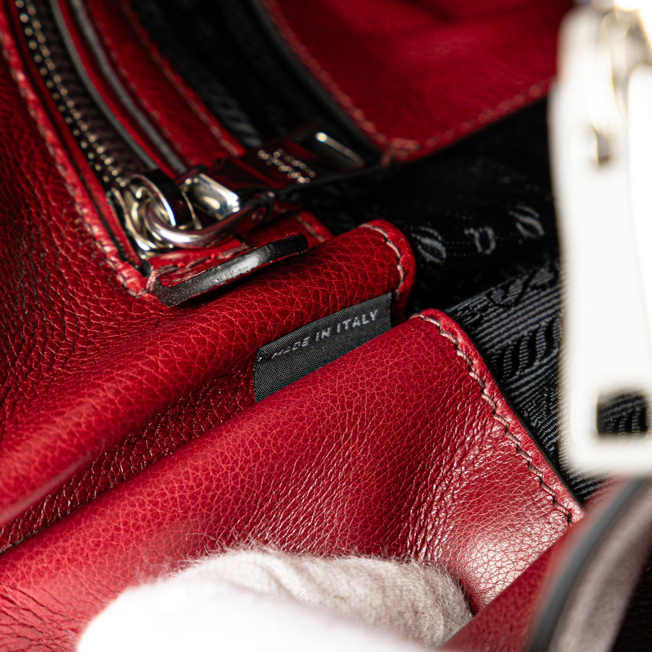 Prada Glace Calf Twin Pocket Satchel Rood