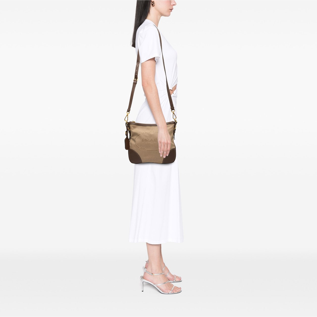 Prada Canvas Canapa Logo Crossbody Bruin