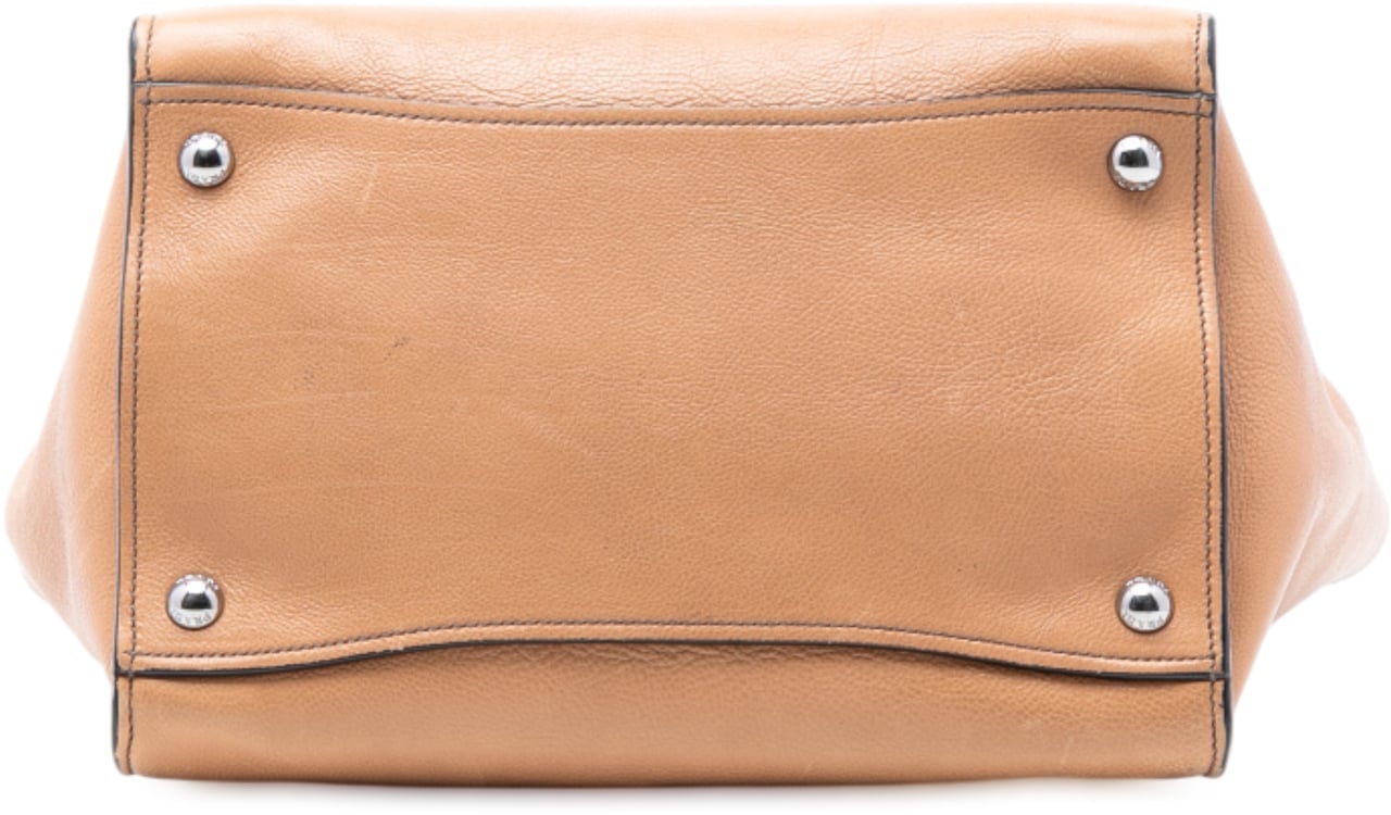 Prada Glace Calf Twin Pocket Satchel Bruin