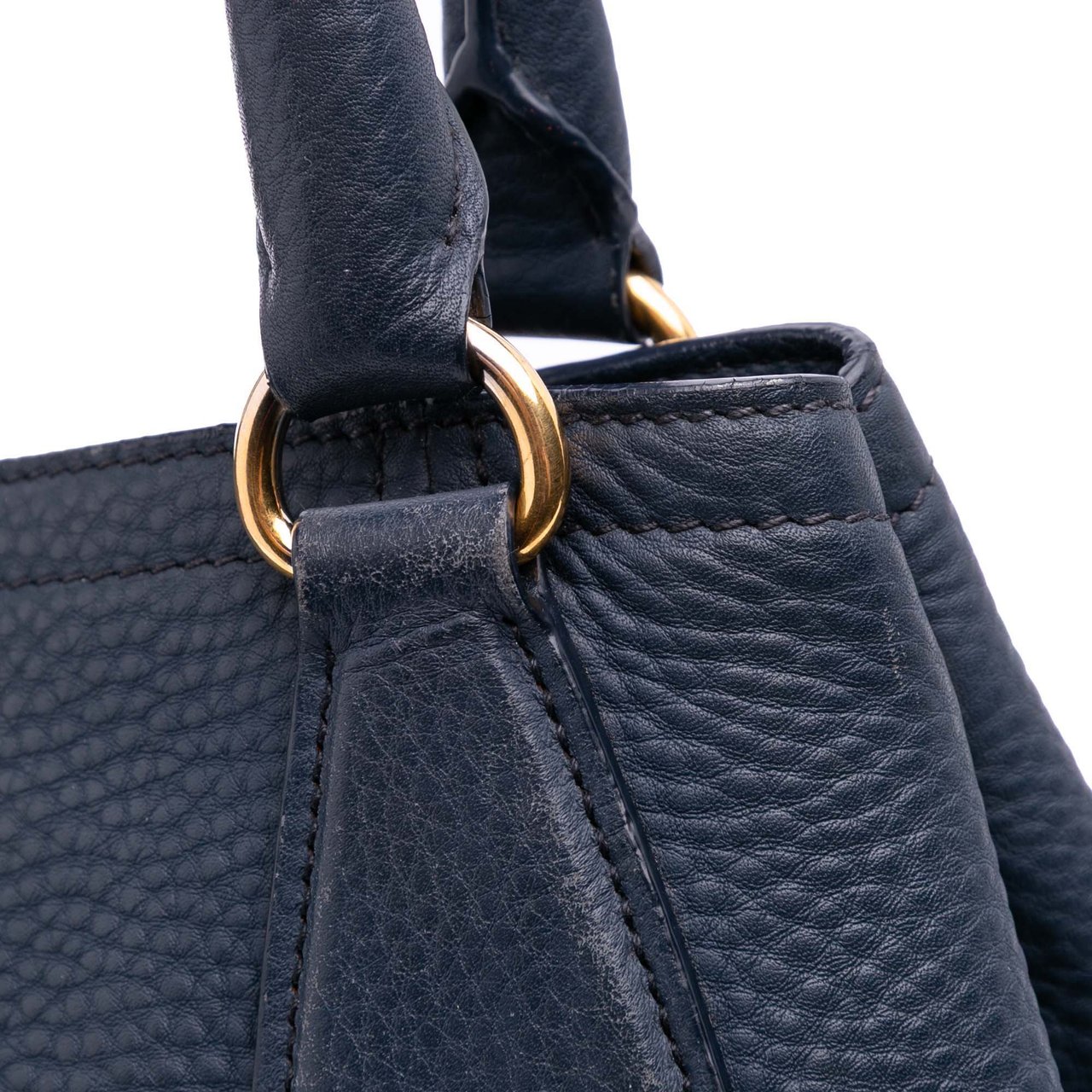 Prada Vitello Daino Open Convertible Tote Blauw