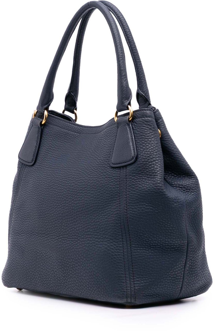 Prada Vitello Daino Open Convertible Tote Blauw