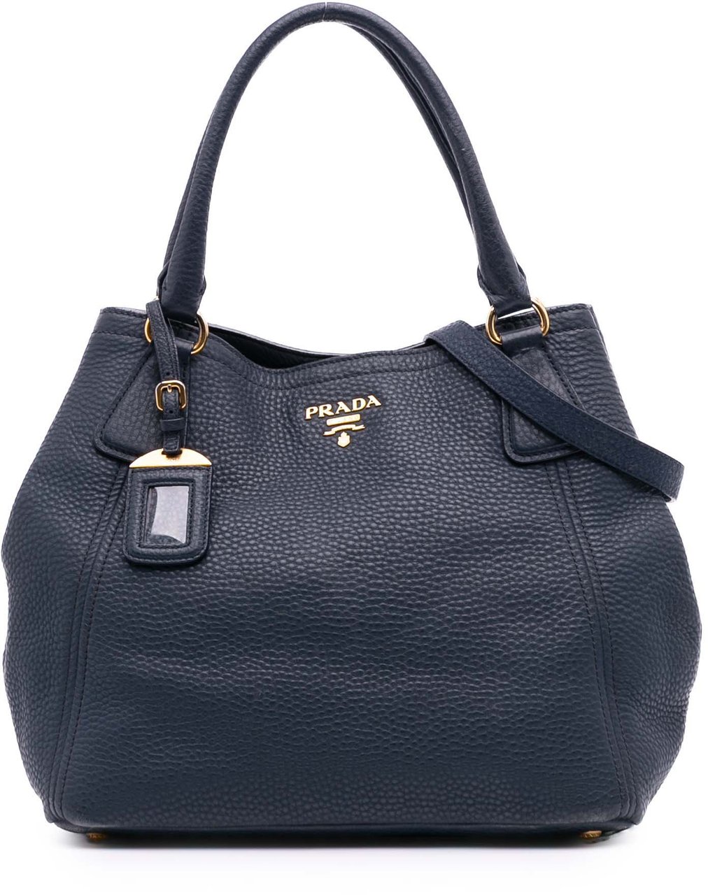 Prada Vitello Daino Open Convertible Tote Blauw