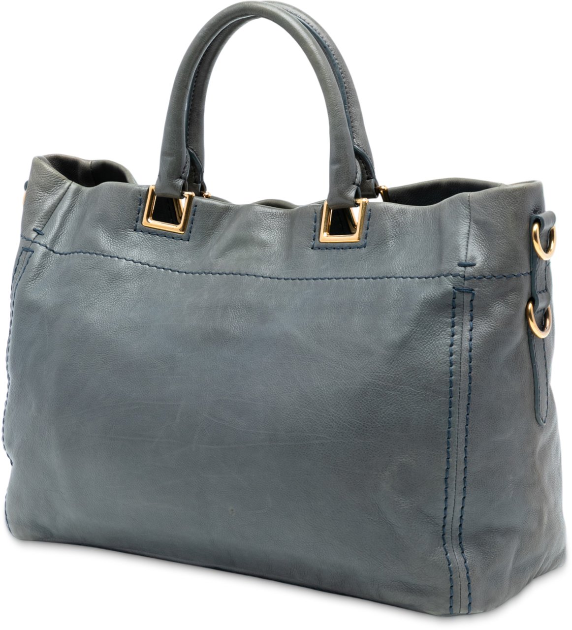 Prada Glace Calf Open Convertible Tote Blauw