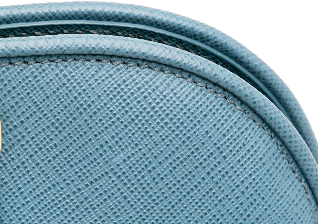 Prada Medium Saffiano Lux Open Promenade Satchel Blauw