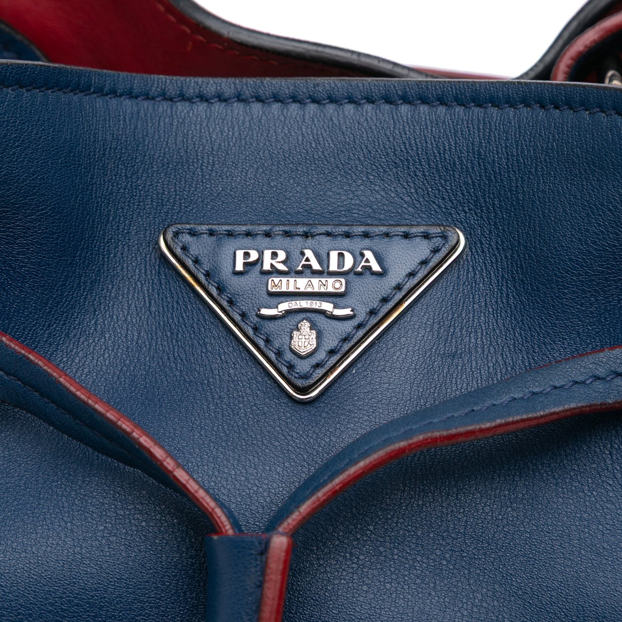 Prada Soft Calf Tassel Convertible Drawstring Bucket Bag Blauw